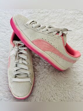 Puma Beige and Pink Suede Sneakers size EU 38.5 US 8